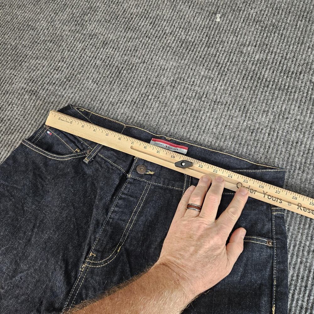 Tommy Hilfiger Jeans Mens 34x32 Dark Wash Straight Leg Denim Blue Classic Casual - Picture 9 of 14